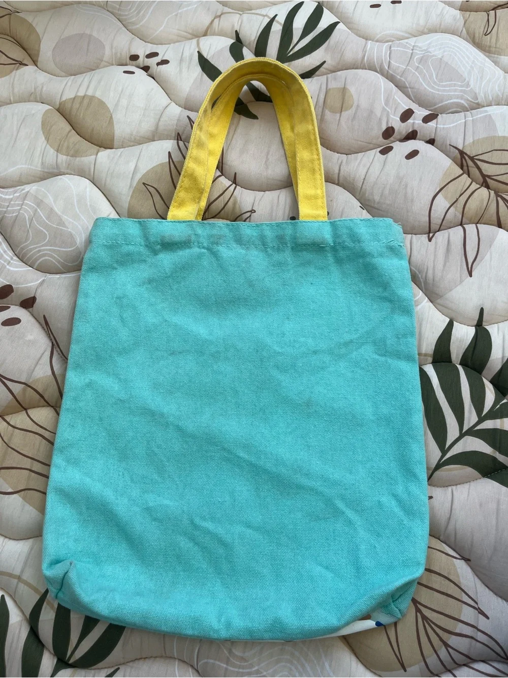 Pochacco Canvas Tote Bag in Teal with Yellow Handles